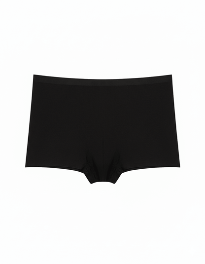 Black seamless ice silk boyshort underwear on white background