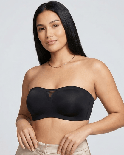 Strapless Sensation Bra with Removable Pads in BLACK - Strapless Support | Lumisensy