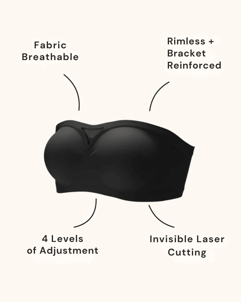 Strapless Sensation Bra with Removable Pads in BLACK - Strapless Support | Lumisensy