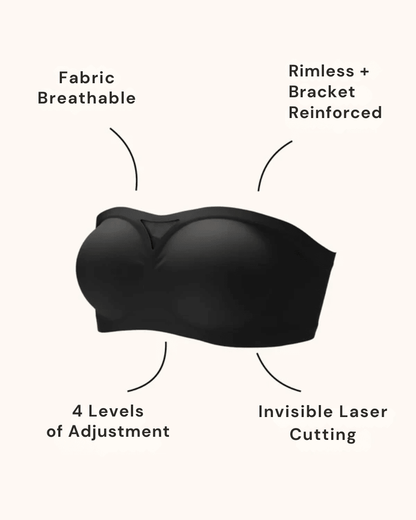 Strapless Sensation Bra with Removable Pads in BLACK - Strapless Support | Lumisensy