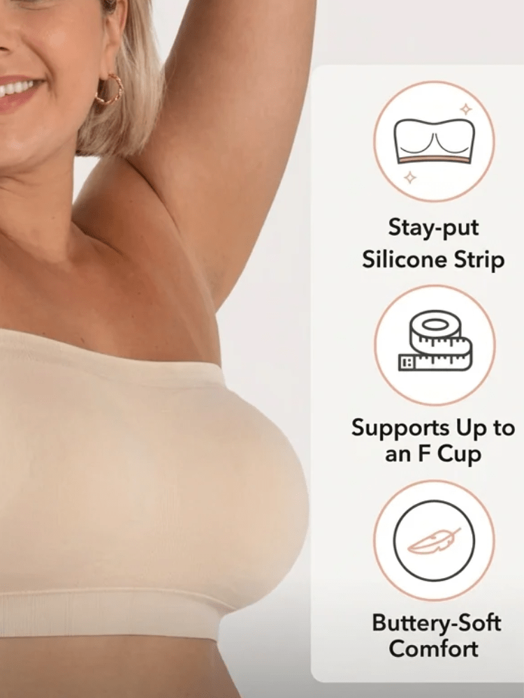 Lumisensy - Lumisensy® Wireless Backless Bandeau Bra Anti‑Slip Convertible Straps Plus Size - White - S - Lumisensy® Wireless Backless Bandeau Bra Anti‑Slip Convertible Straps Plus Size