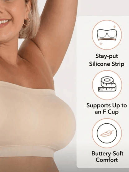 Lumisensy - Lumisensy® Wireless Backless Bandeau Bra Anti‑Slip Convertible Straps Plus Size - White - S - Lumisensy® Wireless Backless Bandeau Bra Anti‑Slip Convertible Straps Plus Size