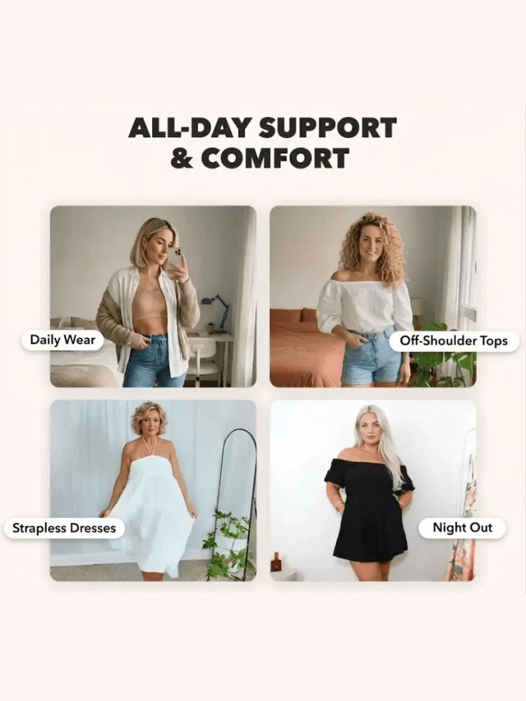 Lumisensy - Lumisensy® Wireless Backless Bandeau Bra Anti‑Slip Convertible Straps Plus Size - White - S - Lumisensy® Wireless Backless Bandeau Bra Anti‑Slip Convertible Straps Plus Size
