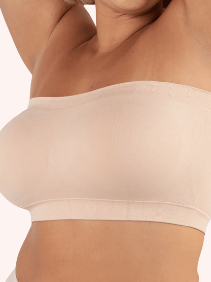 Lumisensy - Lumisensy® Wireless Backless Bandeau Bra Anti‑Slip Convertible Straps Plus Size - Chai - S - Lumisensy® Wireless Backless Bandeau Bra Anti‑Slip Convertible Straps Plus Size