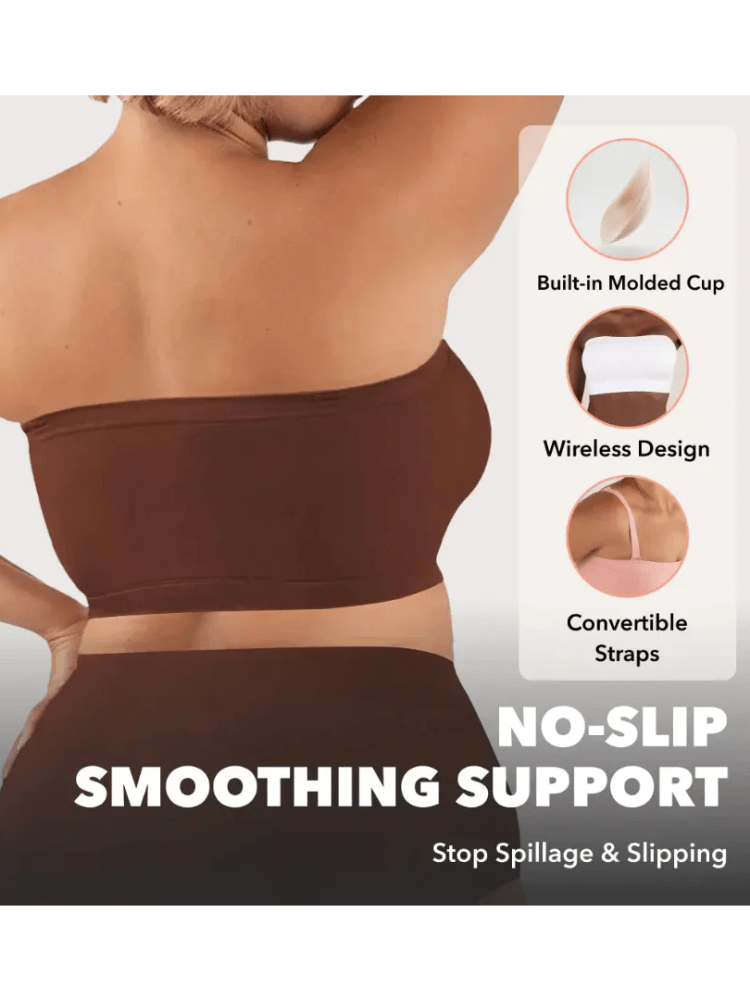 Lumisensy - Lumisensy® Wireless Backless Bandeau Bra Anti‑Slip Convertible Straps Plus Size - White - S - Lumisensy® Wireless Backless Bandeau Bra Anti‑Slip Convertible Straps Plus Size