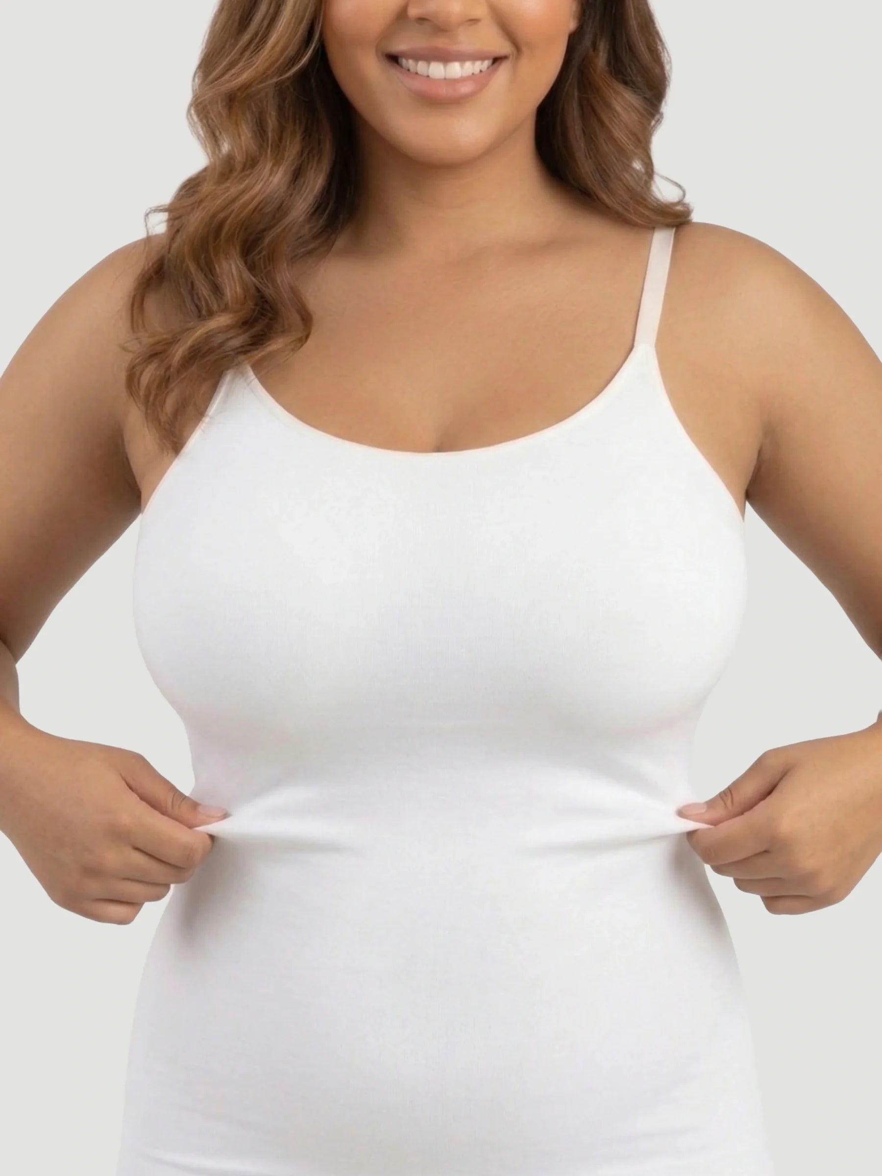 Shaping Scoop Neck Cami in White - Everyday Comfort | Lumisensy